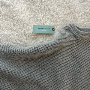Anthropologie Ribbed Gray Crew Neck Sweater